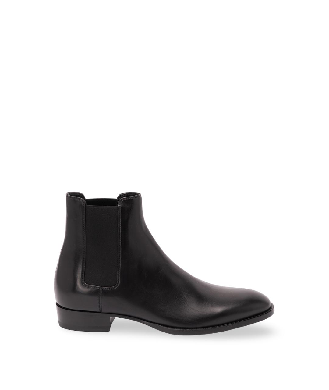 SAINT LAURENT Черные кожаные высокие ботинки, фото 1