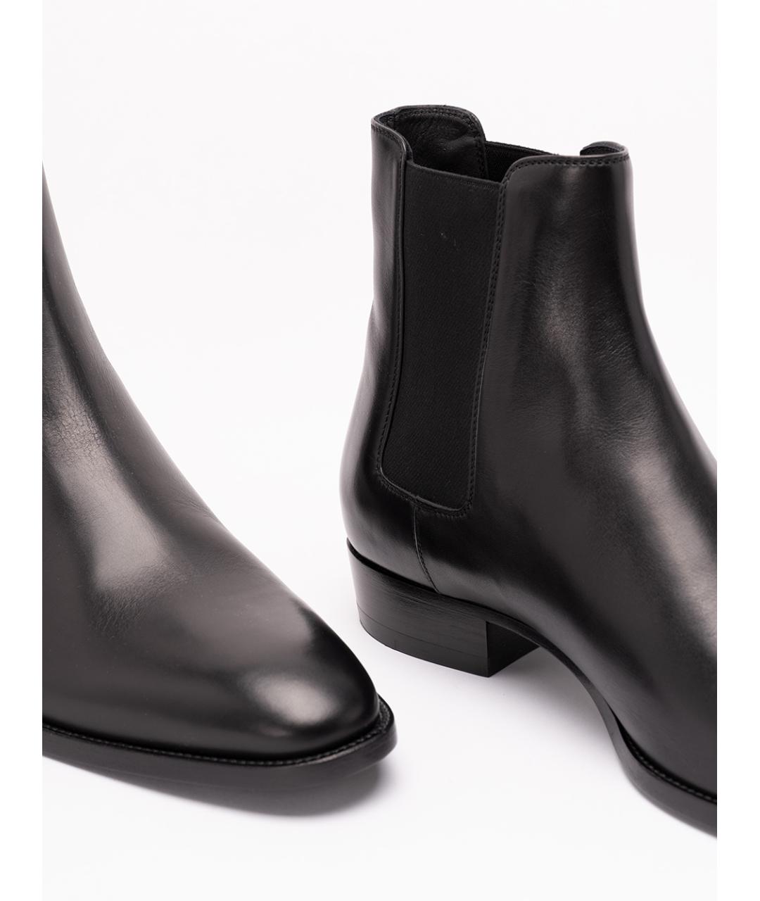 SAINT LAURENT Черные кожаные высокие ботинки, фото 5