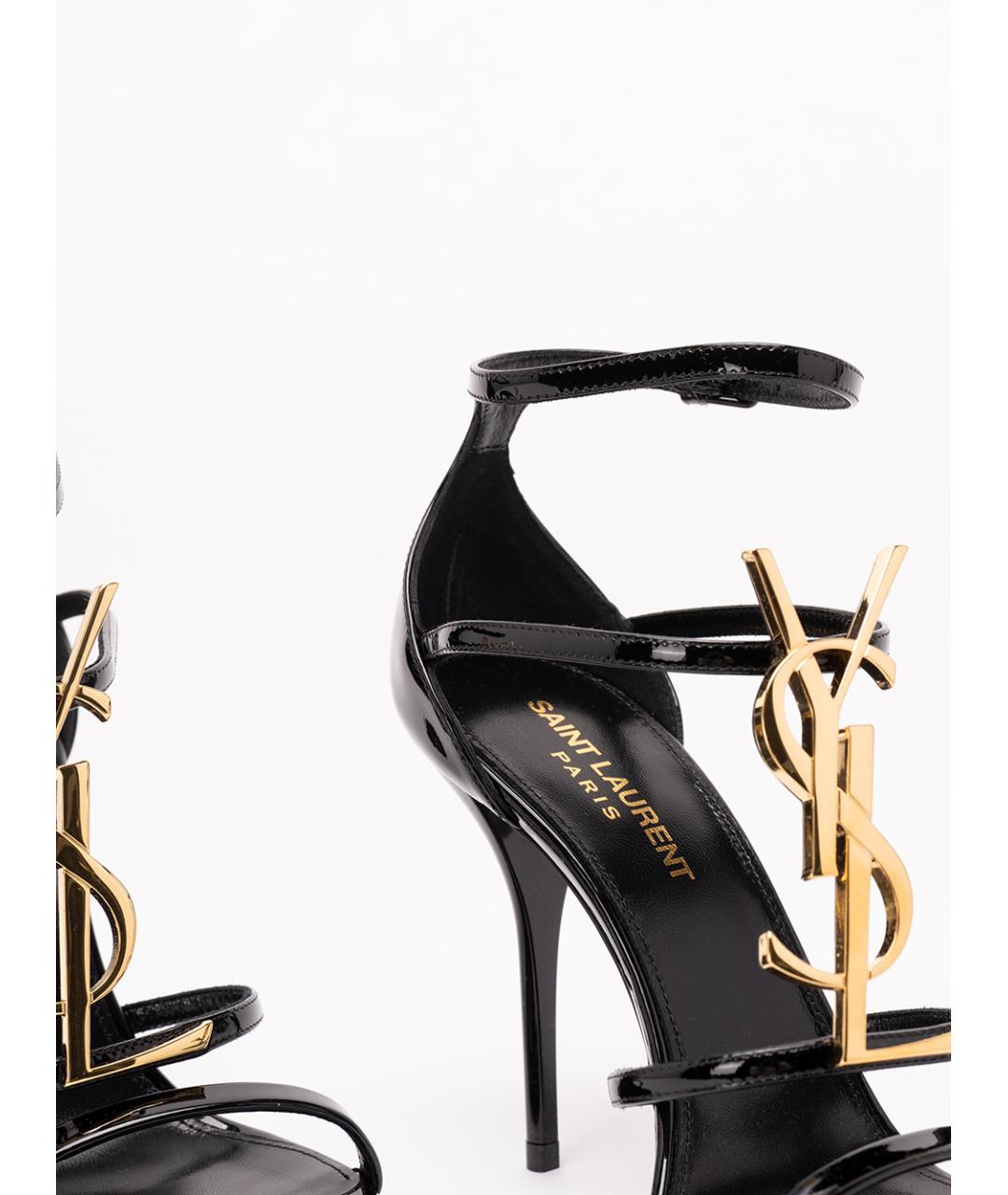 SAINT LAURENT Черные босоножки из лакированной кожи, фото 5