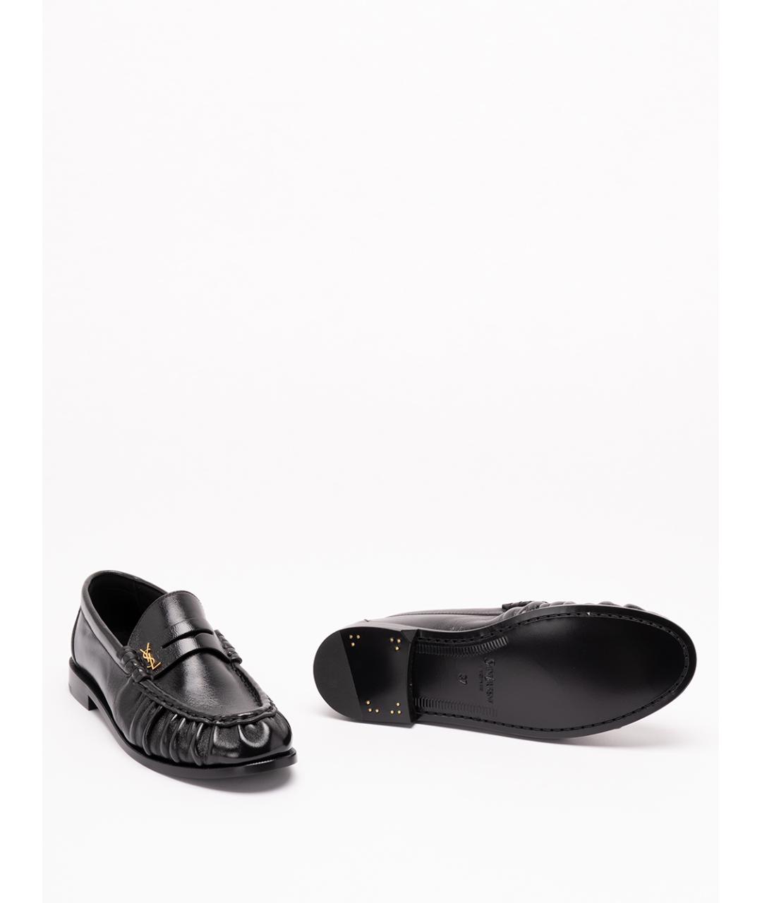 SAINT LAURENT Черные кожаные лоферы, фото 4