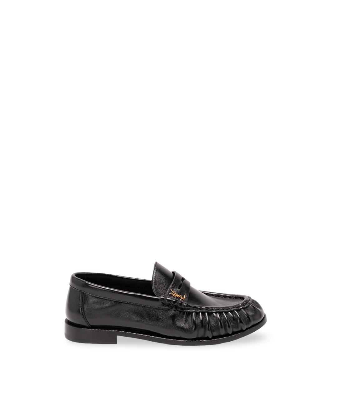 SAINT LAURENT Черные кожаные лоферы, фото 1