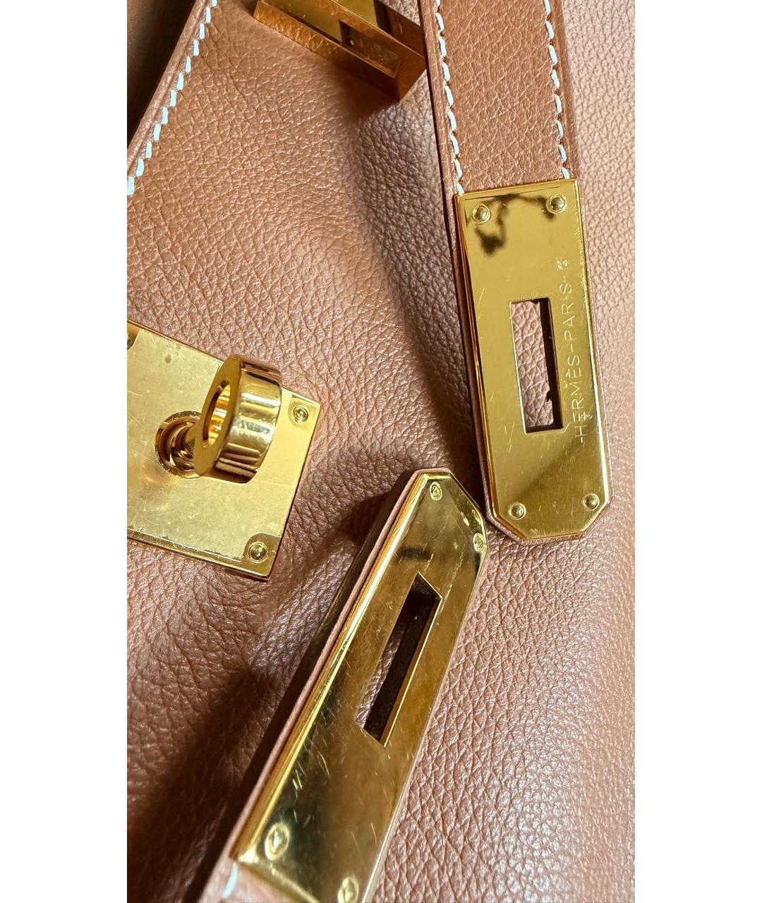HERMES Оранжевая кожаная сумка через плечо, фото 5