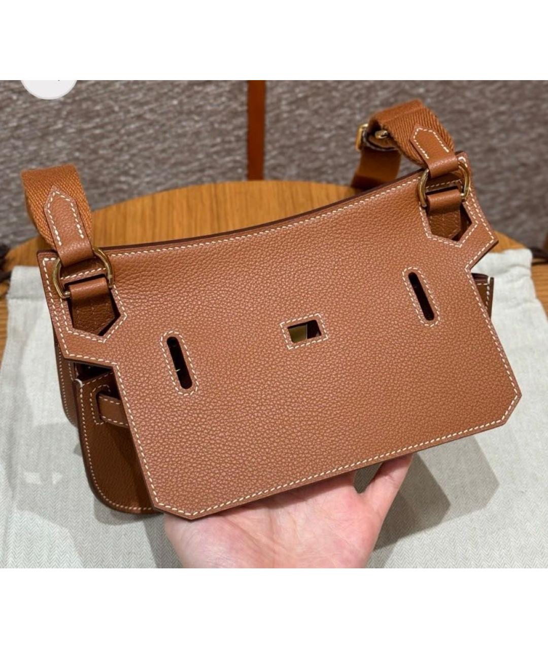 HERMES Оранжевая кожаная сумка через плечо, фото 3