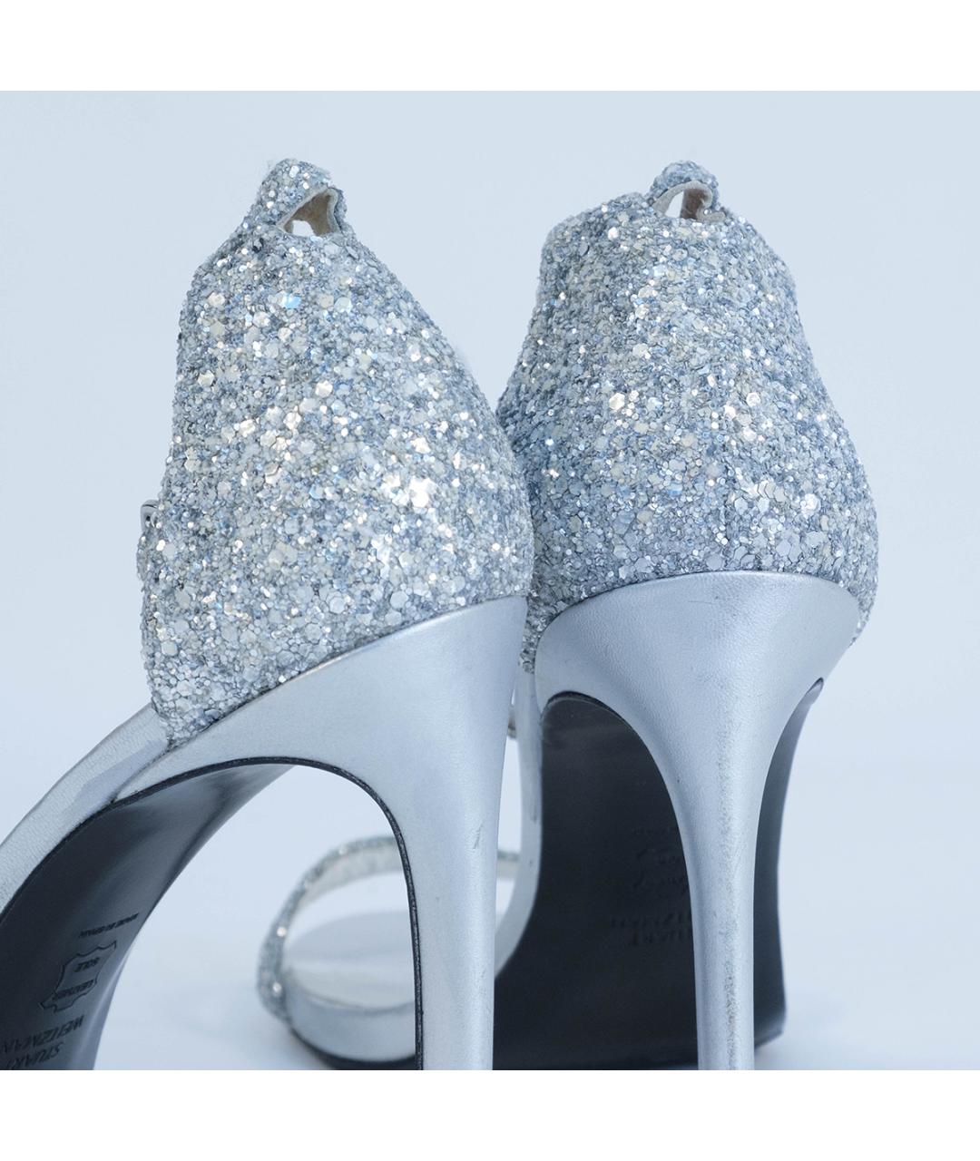 STUART WEITZMAN Серебряные кожаные босоножки, фото 6