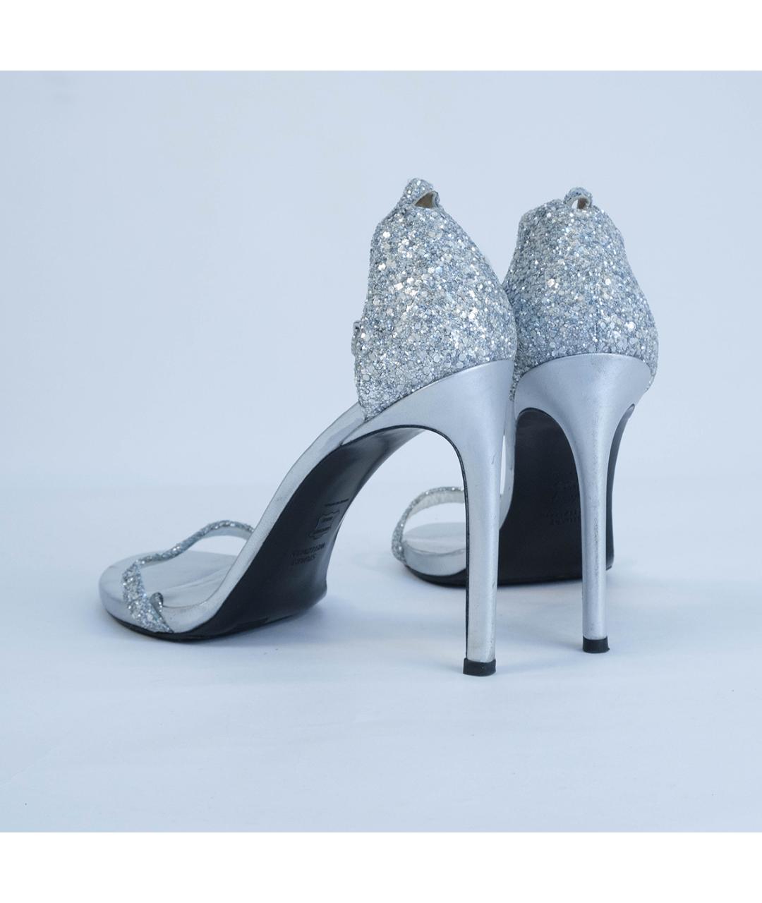 STUART WEITZMAN Серебряные кожаные босоножки, фото 5