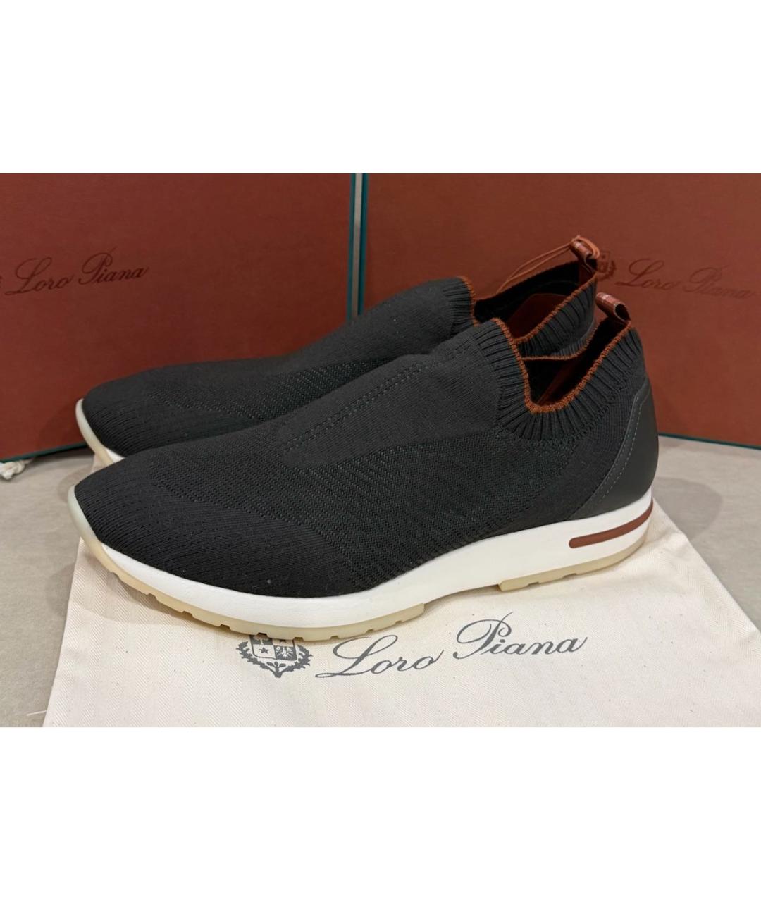 LORO PIANA Хаки текстильные низкие кроссовки / кеды, фото 6