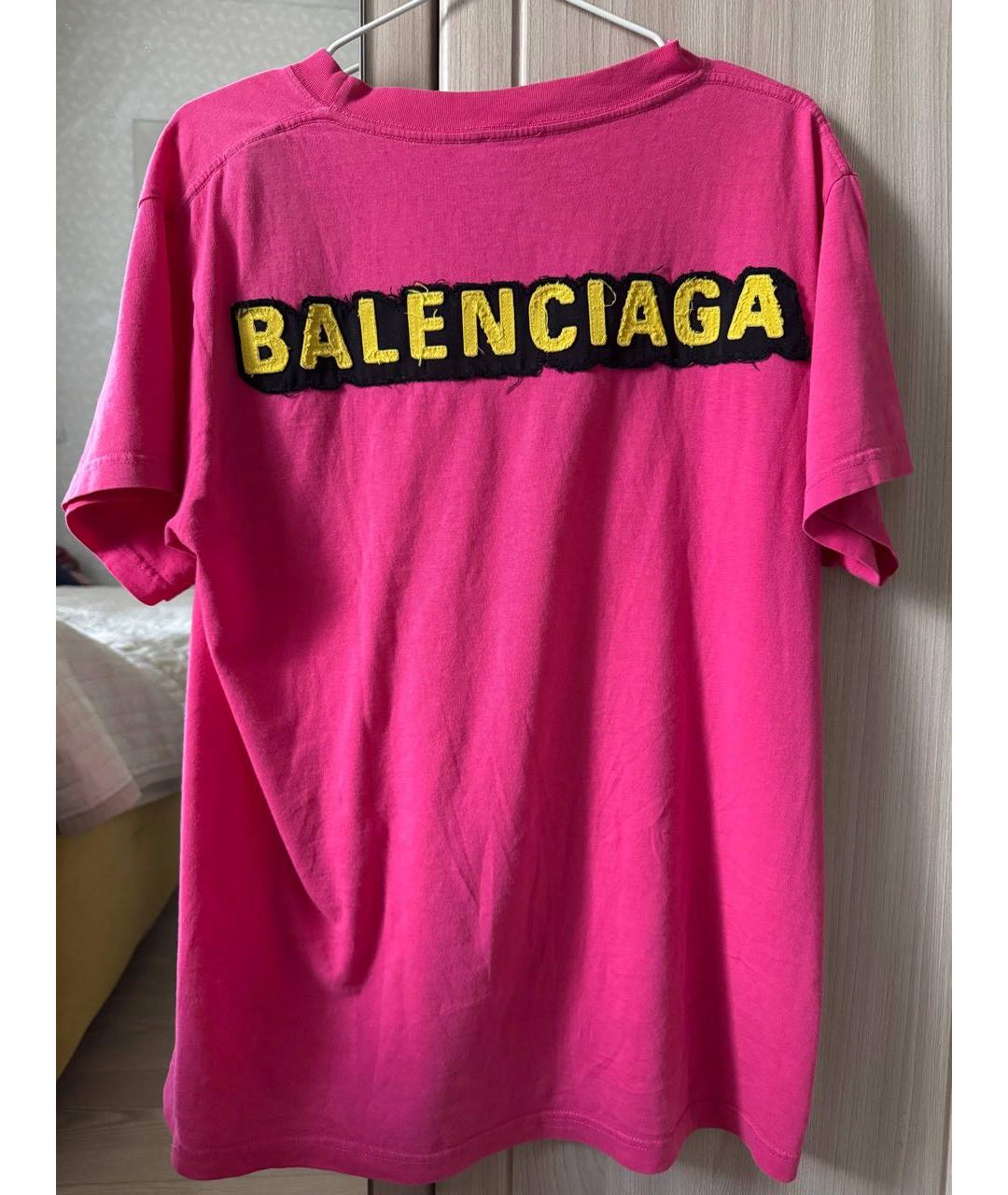 BALENCIAGA Розовая хлопковая футболка, фото 2