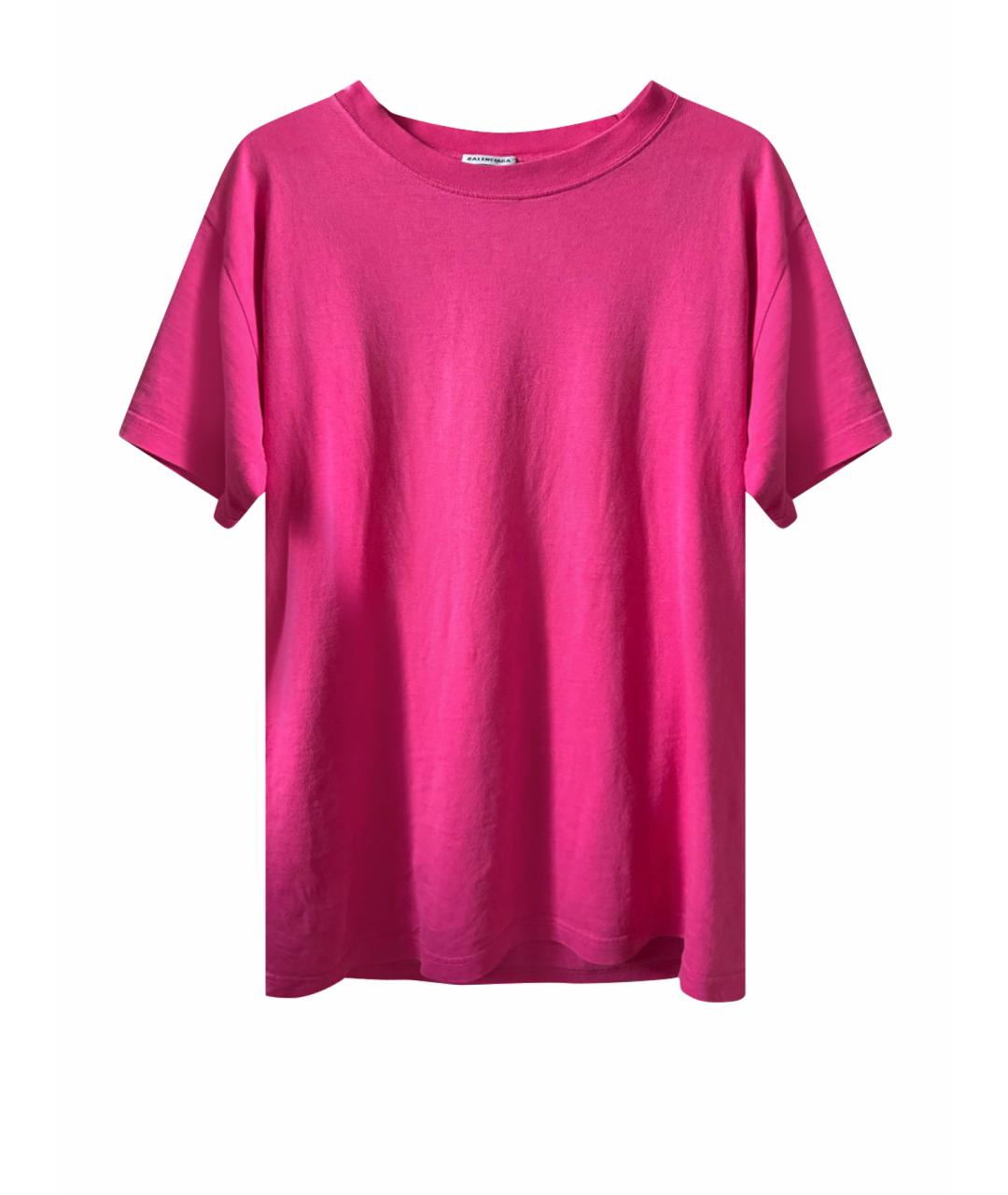 BALENCIAGA Розовая хлопковая футболка, фото 1
