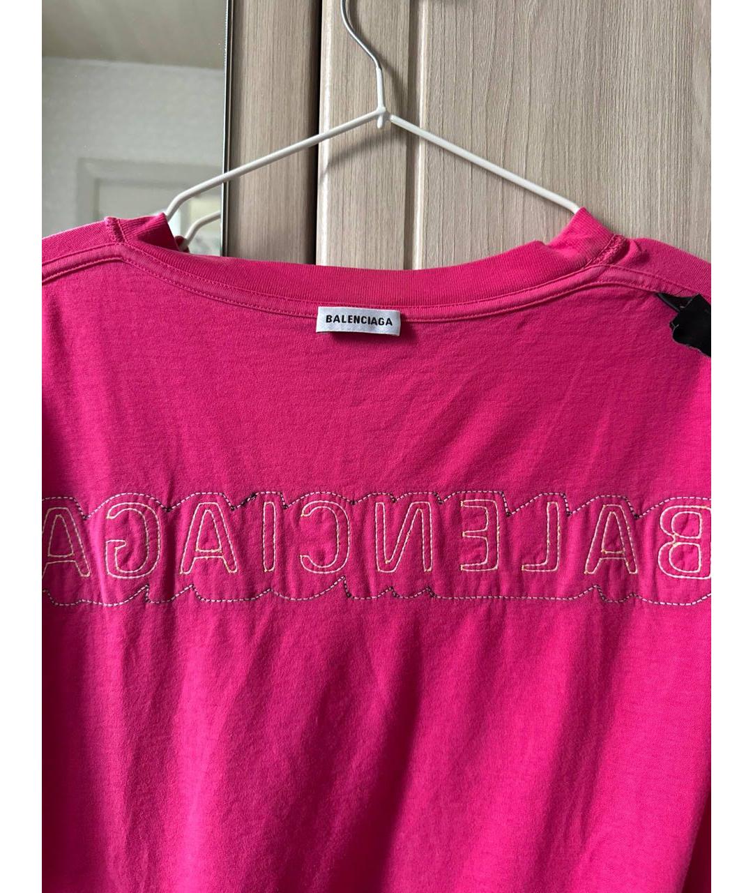 BALENCIAGA Розовая хлопковая футболка, фото 3