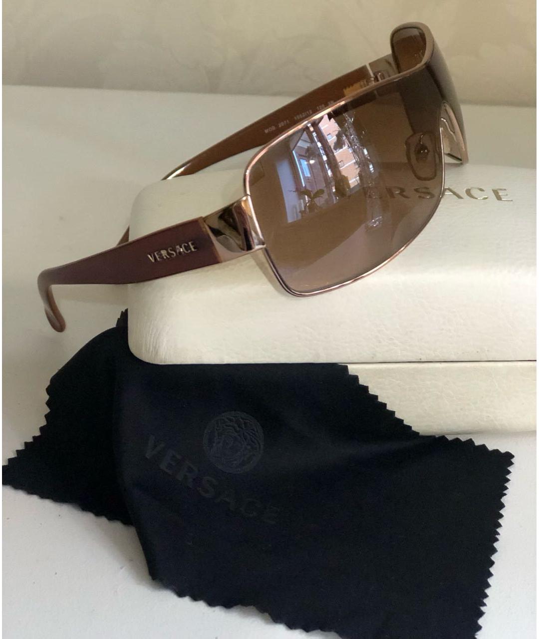 VERSACE Коричневые пластиковые солнцезащитные очки, фото 2