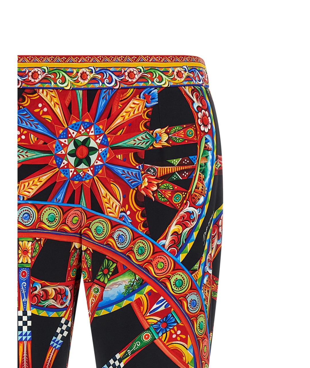 DOLCE&GABBANA Мульти шелковые прямые брюки, фото 3