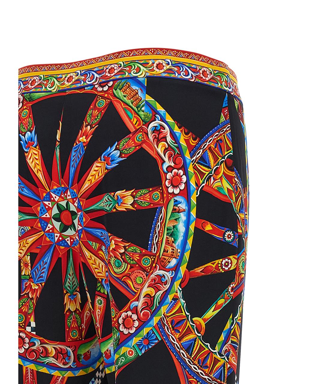 DOLCE&GABBANA Мульти шелковые прямые брюки, фото 4