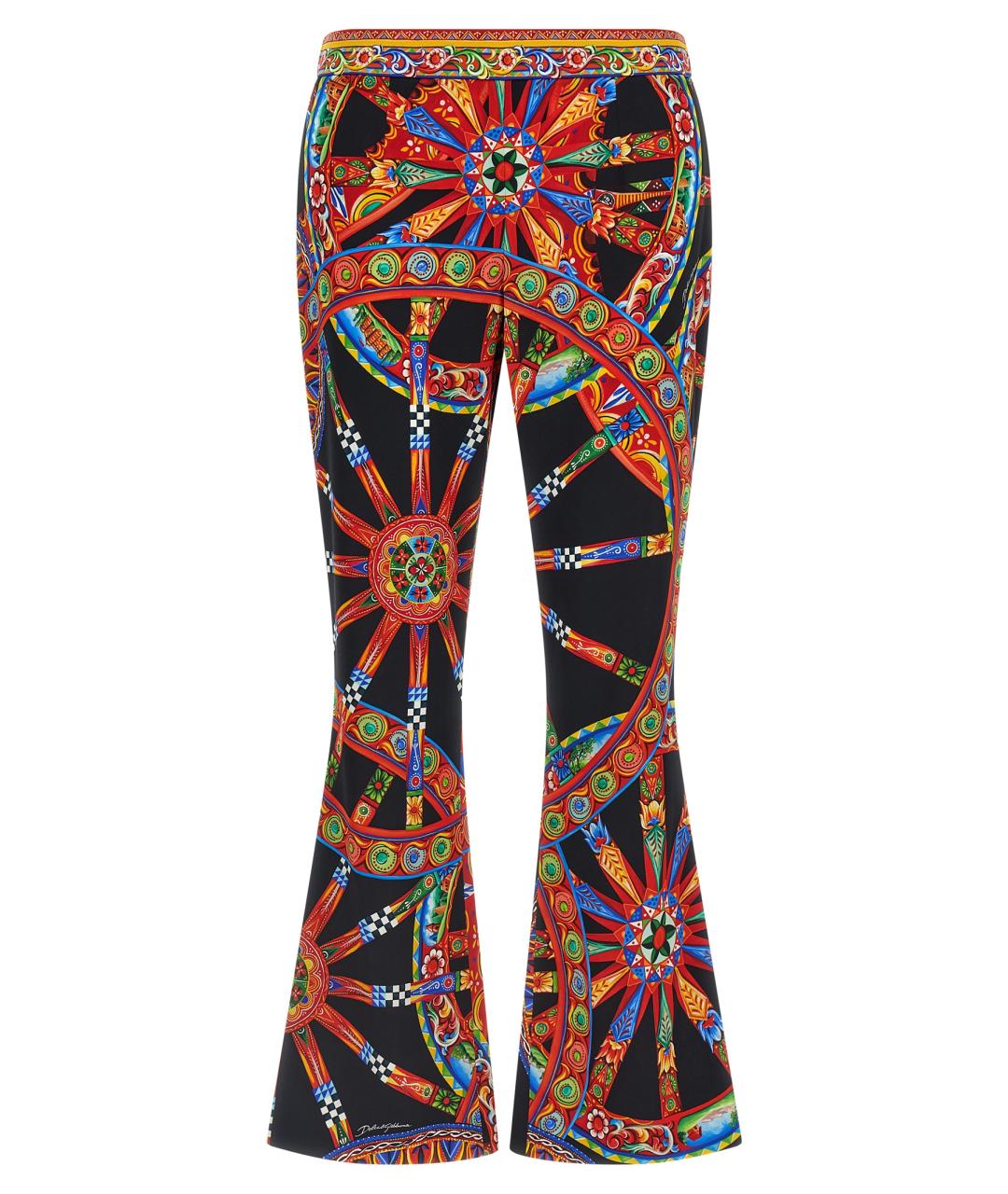 DOLCE&GABBANA Мульти шелковые прямые брюки, фото 1