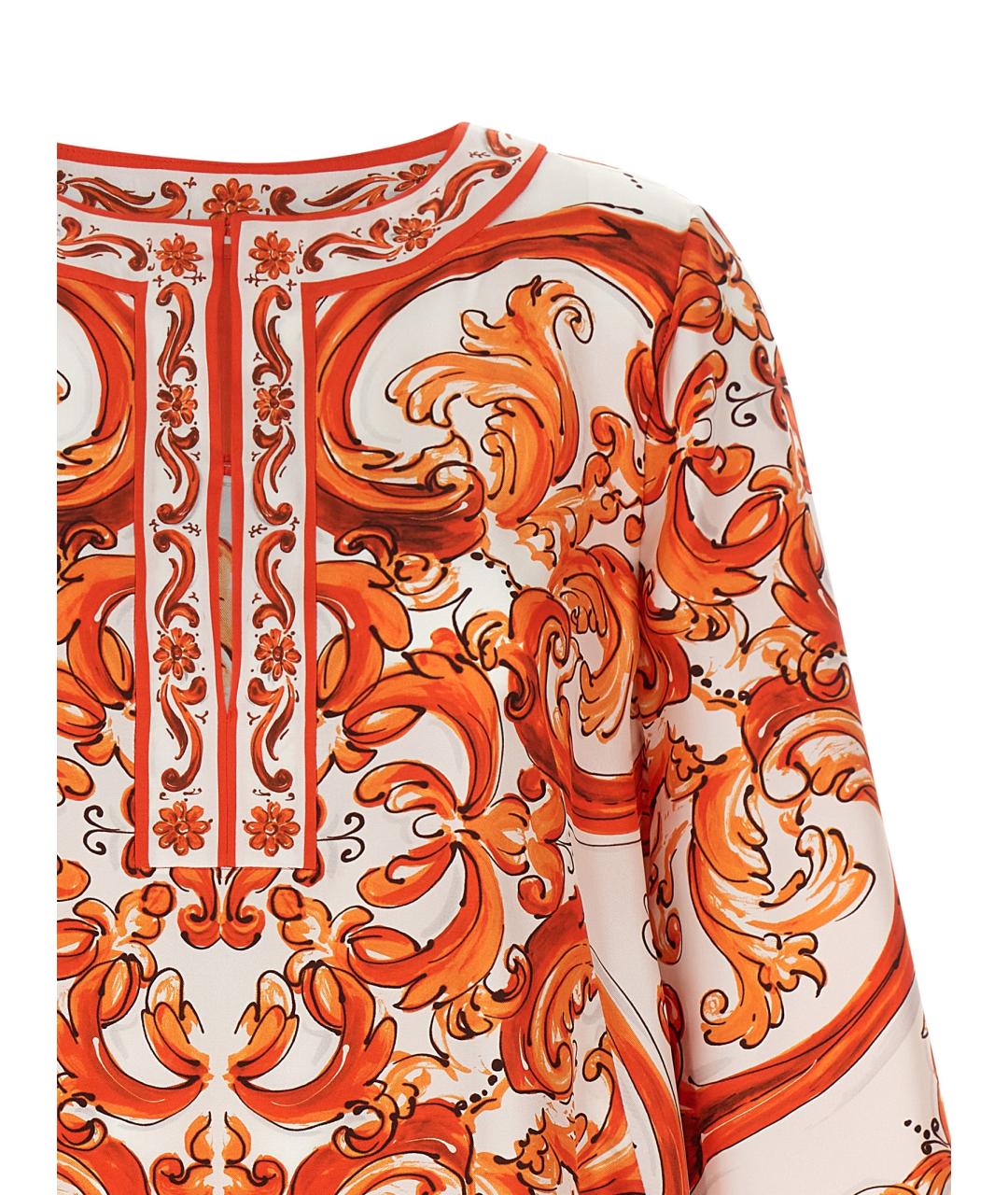 DOLCE&GABBANA Оранжевое шелковое платье, фото 3