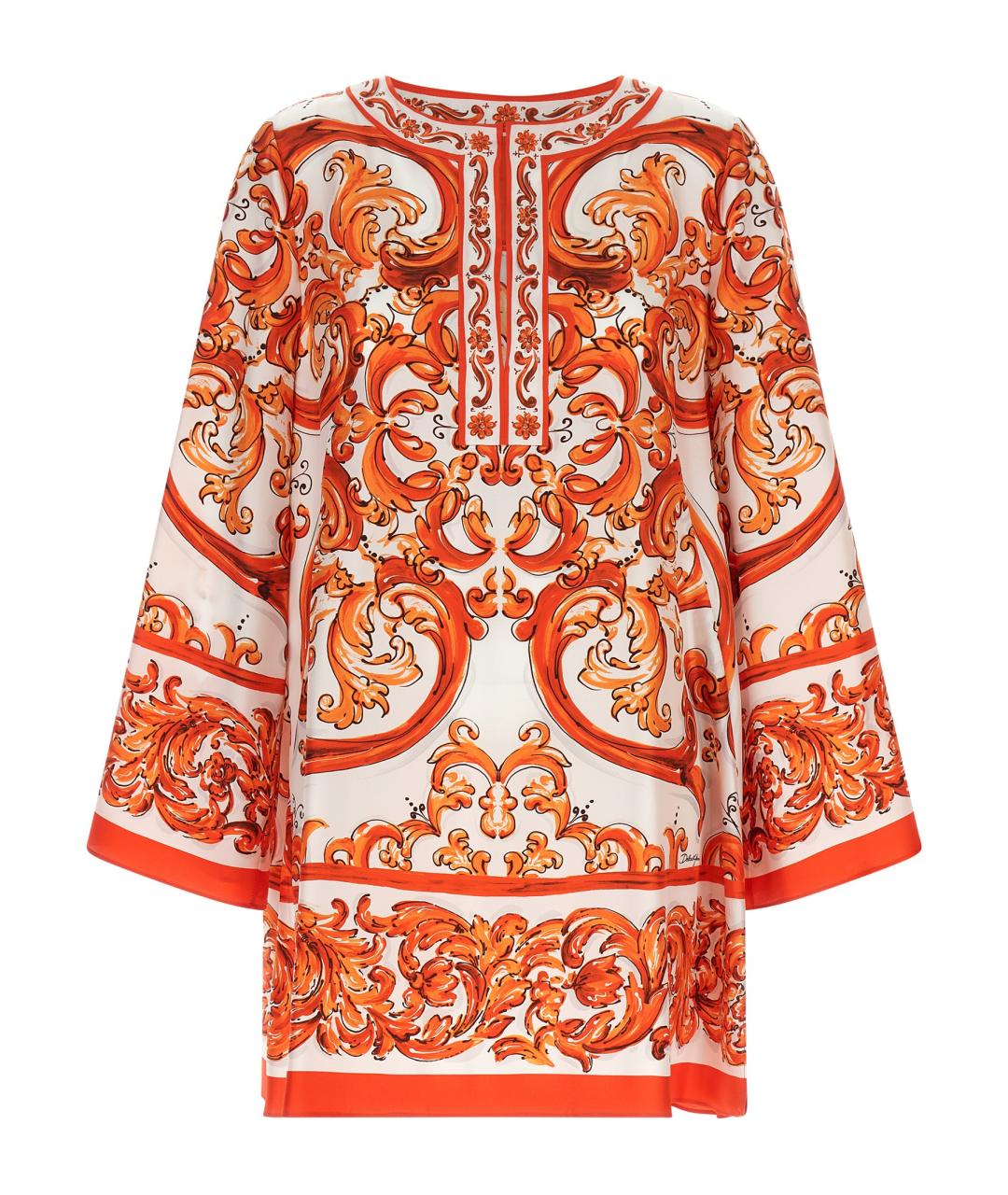 DOLCE&GABBANA Оранжевое шелковое платье, фото 1