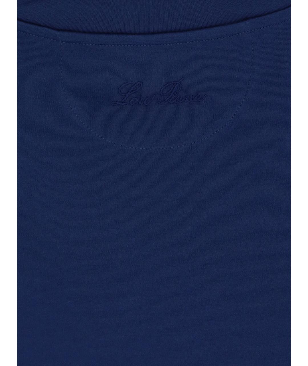 LORO PIANA Синяя хлопковая футболка, фото 3