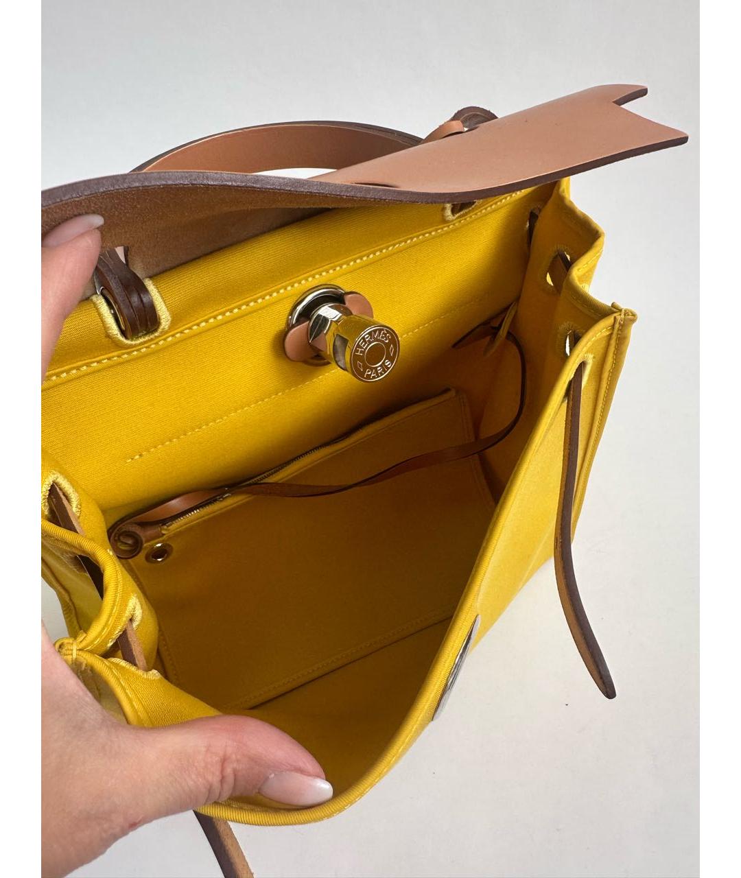 HERMES Желтая тканевая сумка через плечо, фото 4