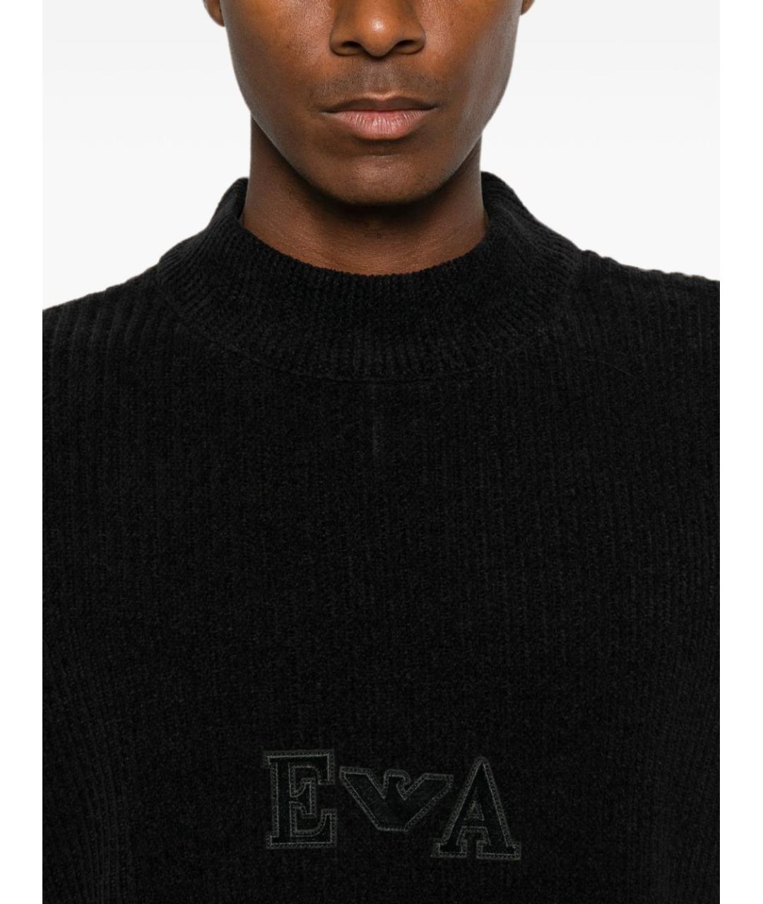 EMPORIO ARMANI Черный полиэстеровый джемпер / свитер, фото 2