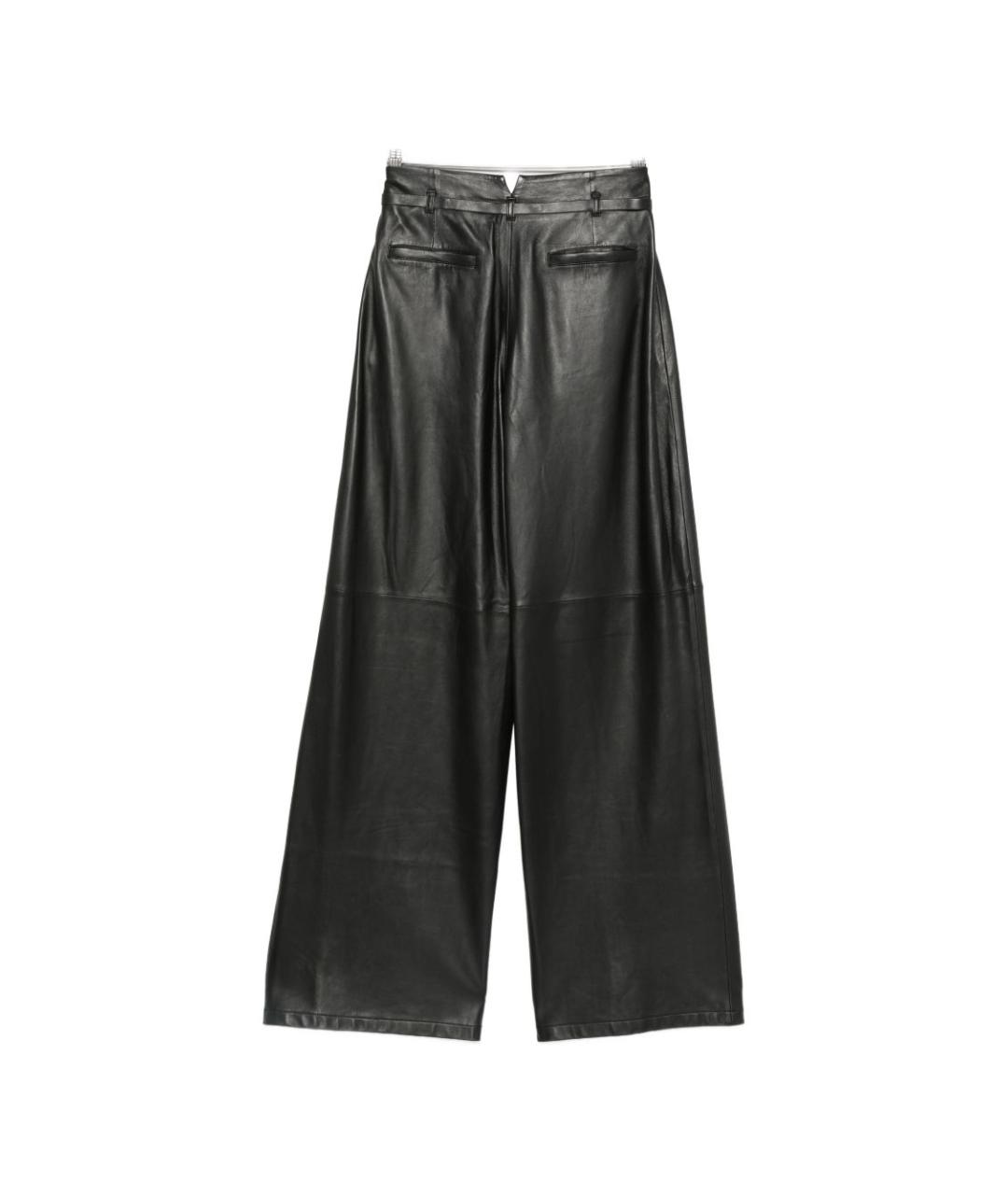 EMPORIO ARMANI Черные кожаные прямые брюки, фото 3