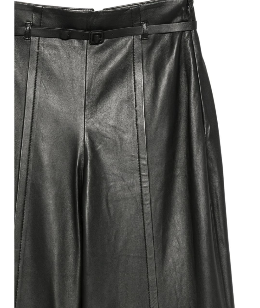 EMPORIO ARMANI Черные кожаные прямые брюки, фото 2