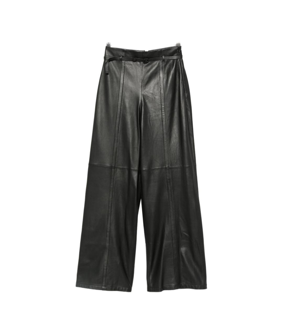 EMPORIO ARMANI Черные кожаные прямые брюки, фото 1