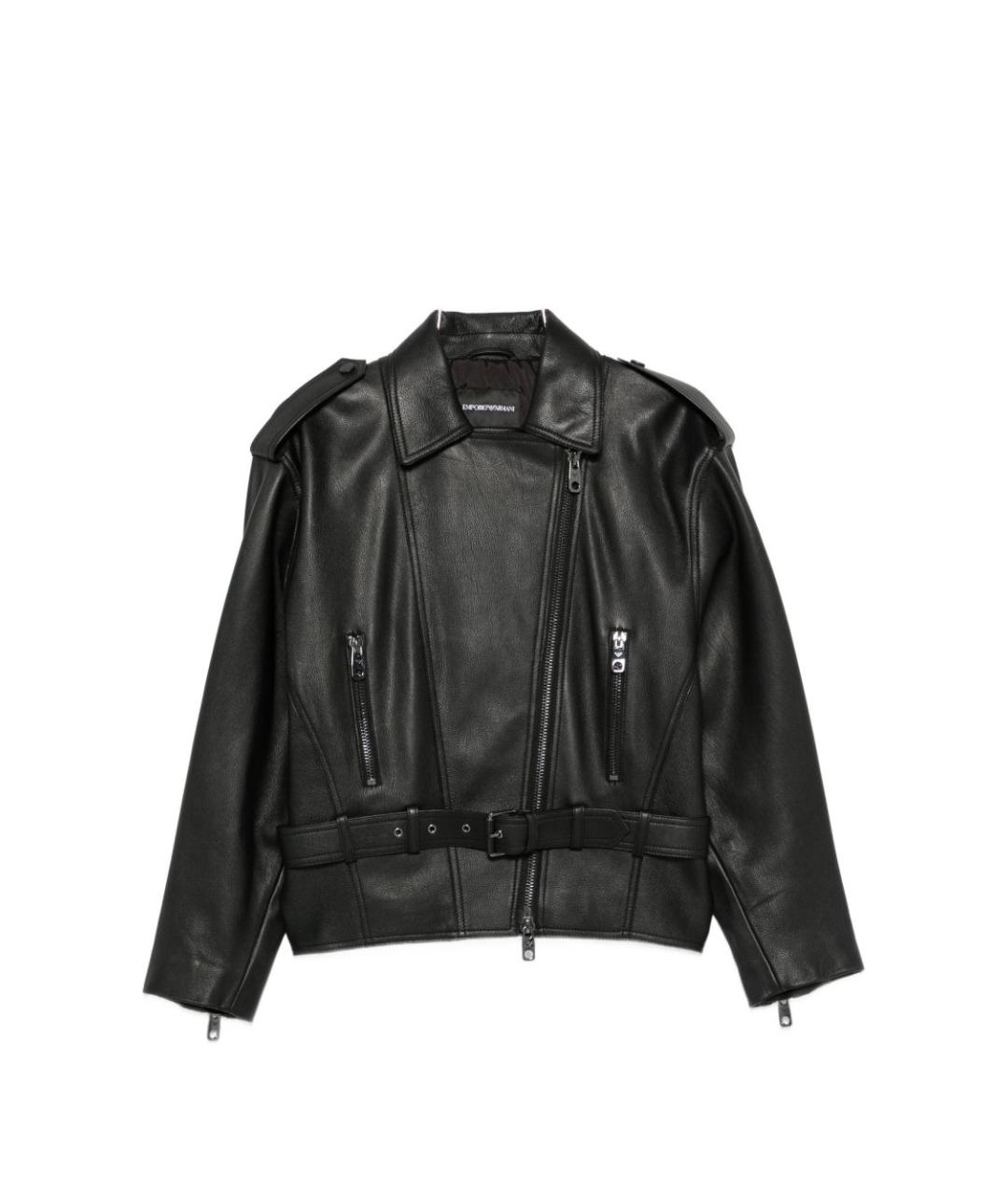 EMPORIO ARMANI Черная кожаная куртка, фото 1