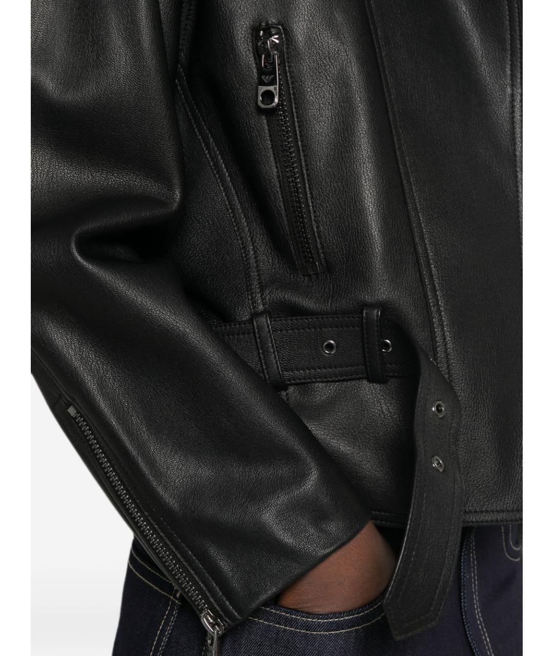EMPORIO ARMANI Черная кожаная куртка, фото 5