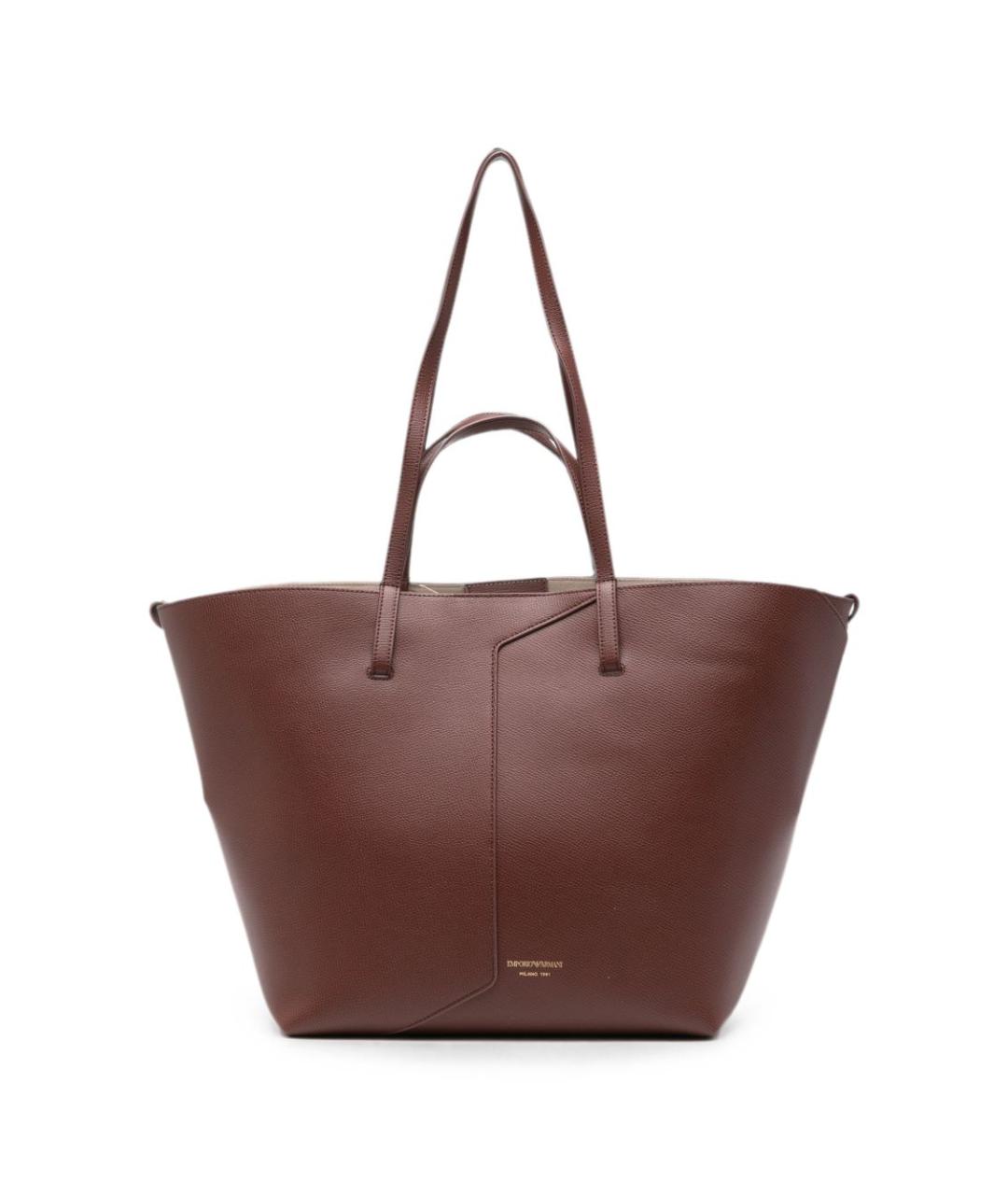 EMPORIO ARMANI Коричневая кожаная сумка тоут, фото 1