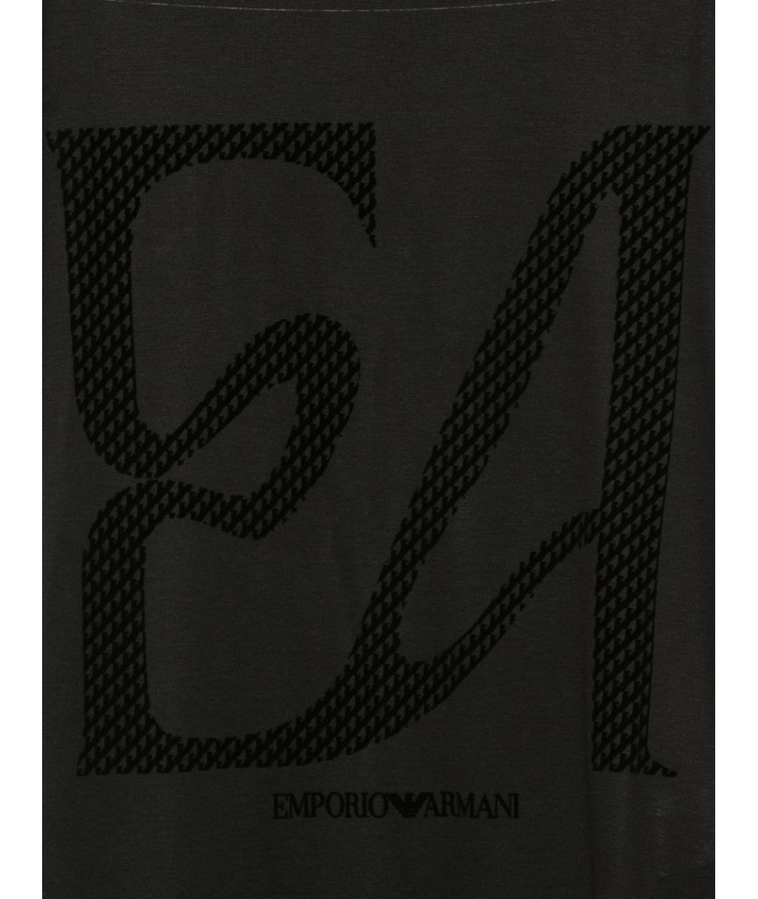 EMPORIO ARMANI Черная хлопковая футболка, фото 3