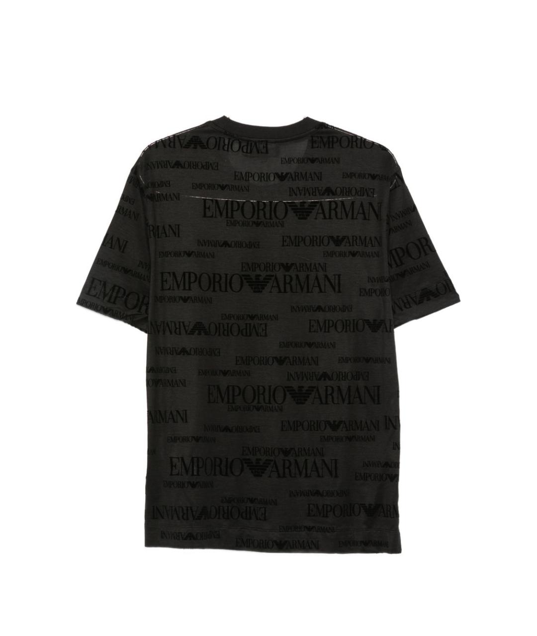EMPORIO ARMANI Черная хлопковая футболка, фото 2