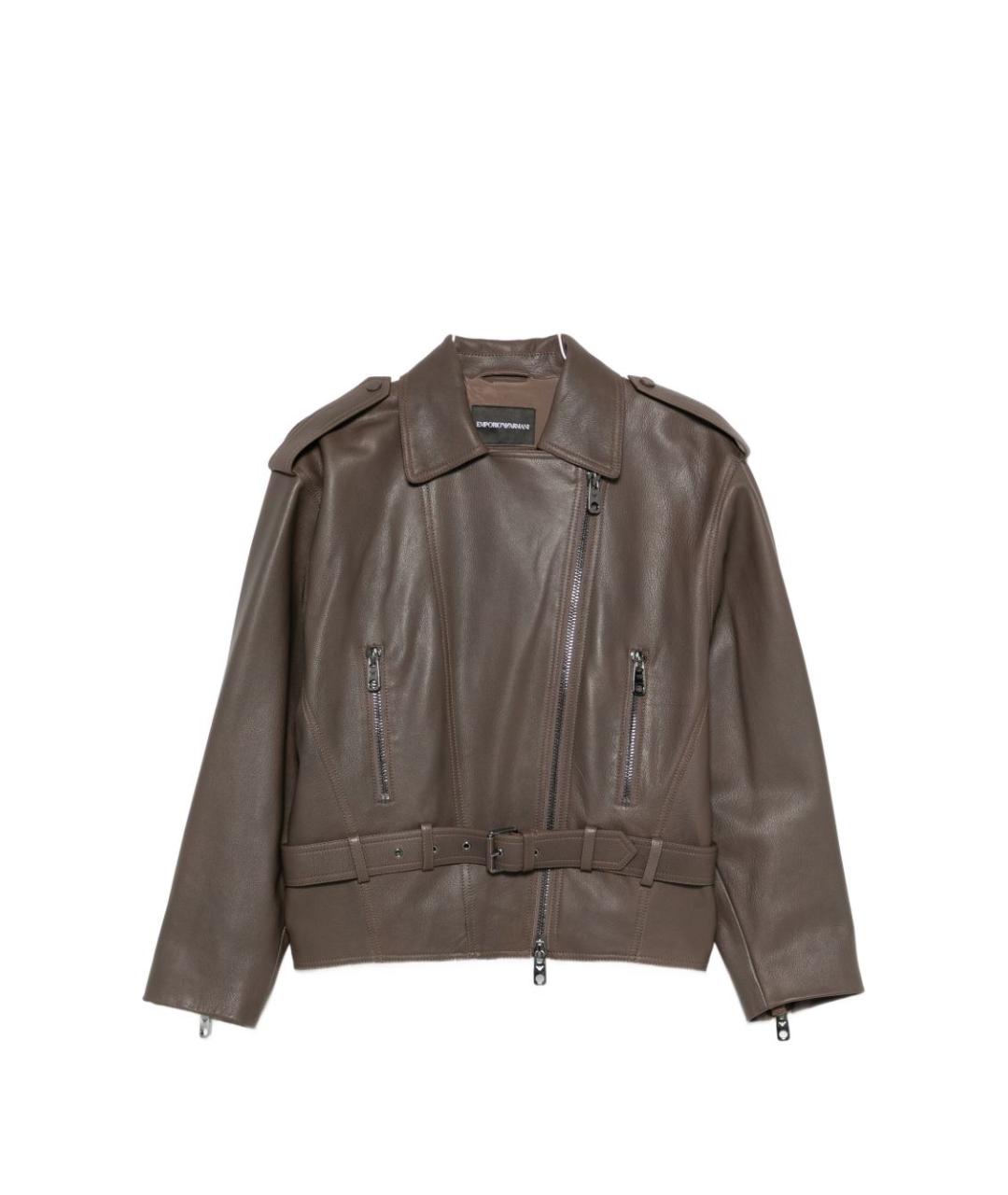 EMPORIO ARMANI Коричневая кожаная куртка, фото 1