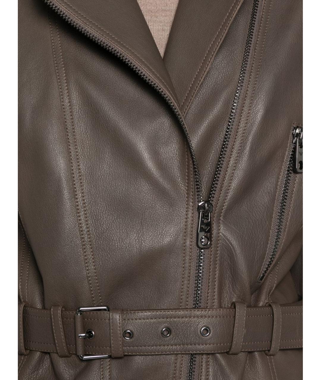 EMPORIO ARMANI Коричневая кожаная куртка, фото 4
