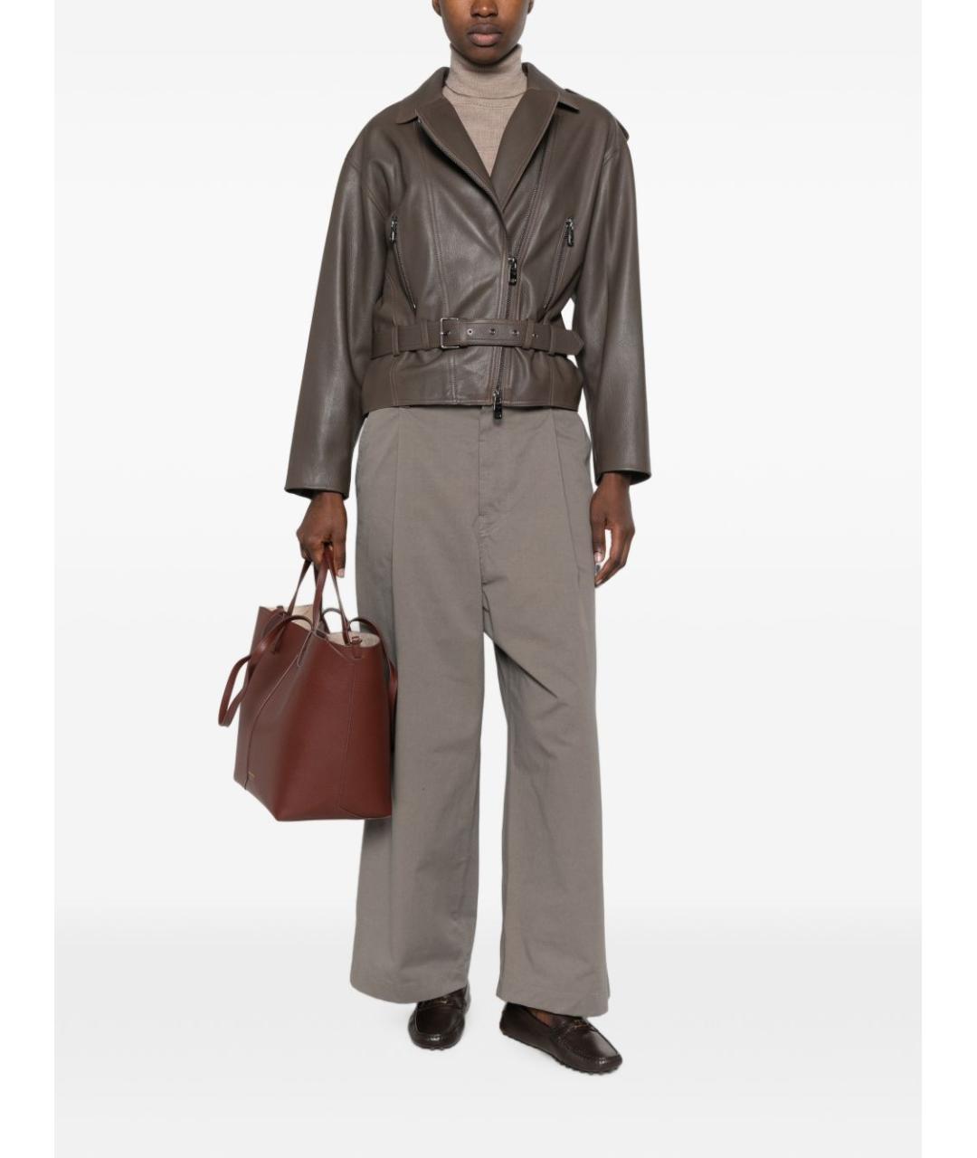 EMPORIO ARMANI Коричневая кожаная куртка, фото 3
