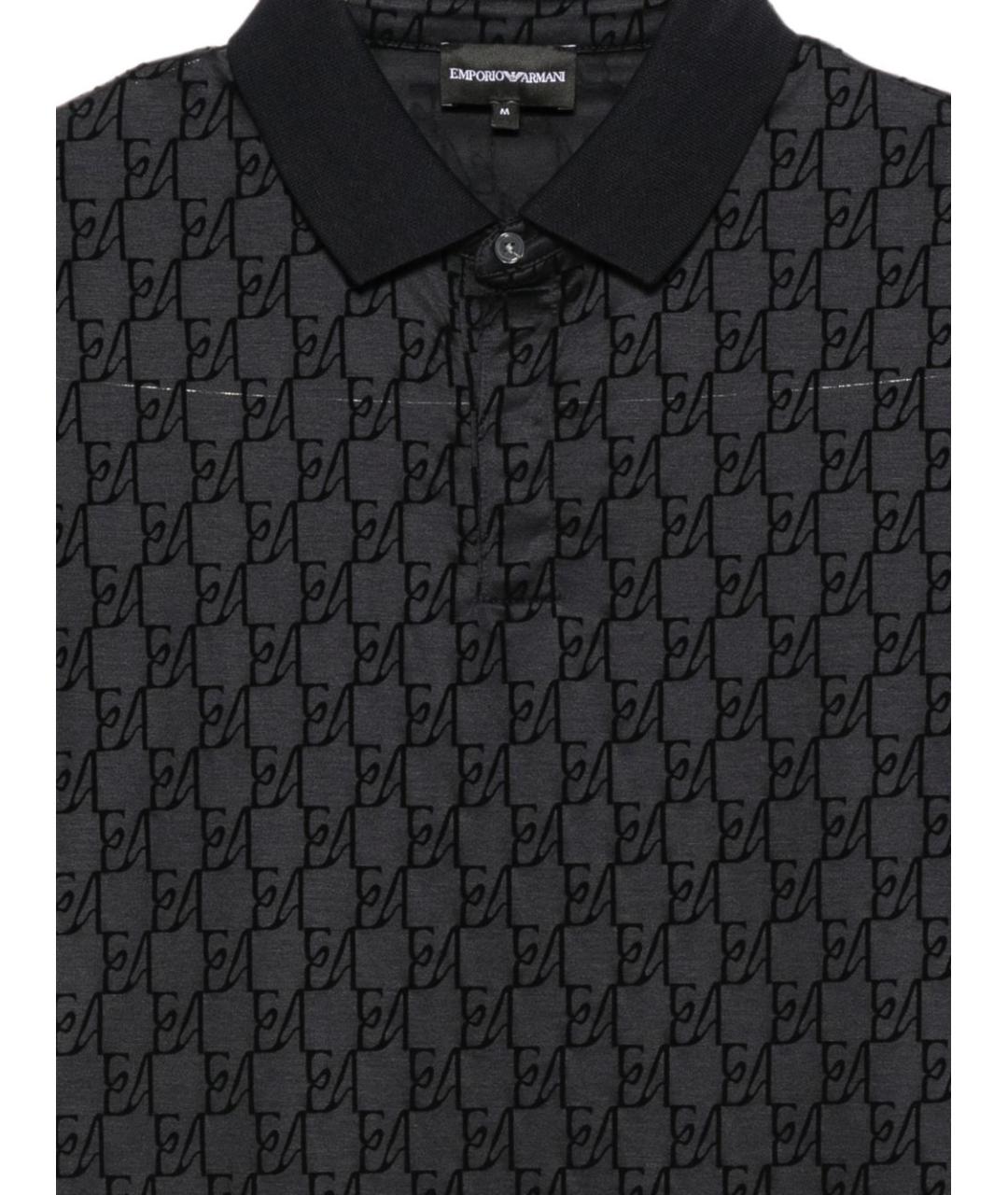 EMPORIO ARMANI Синее хлопковое поло с коротким рукавом, фото 2