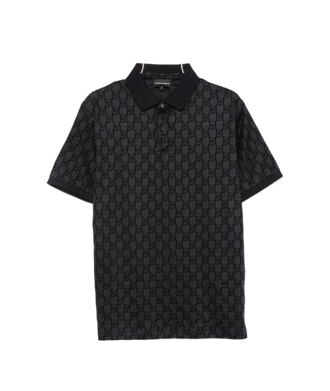 EMPORIO ARMANI Синее хлопковое поло с коротким рукавом, фото 1