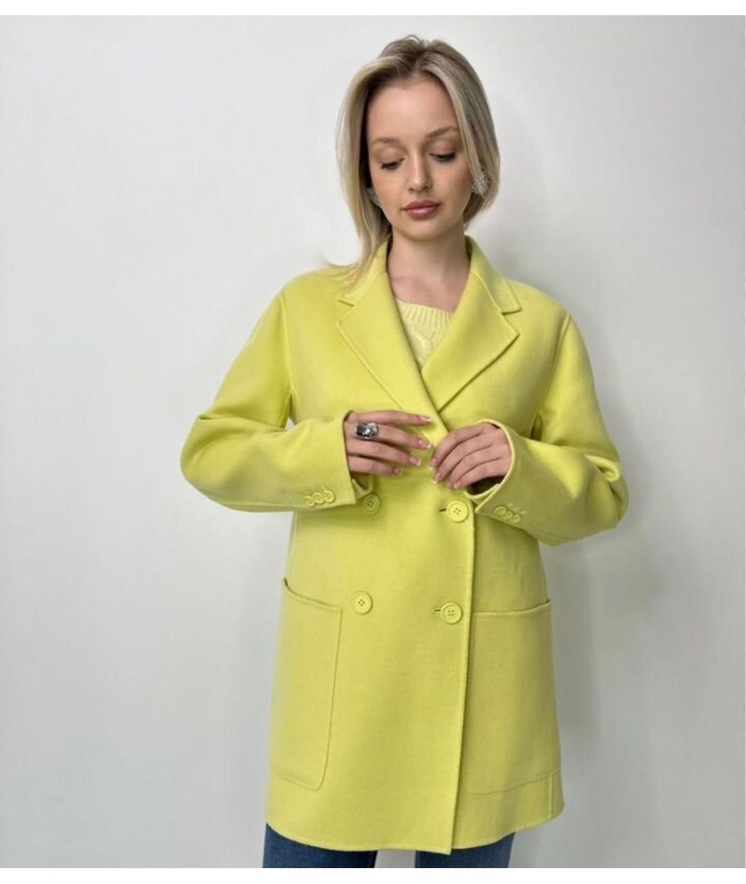 MAX MARA STUDIO Желтое шерстяное пальто, фото 5