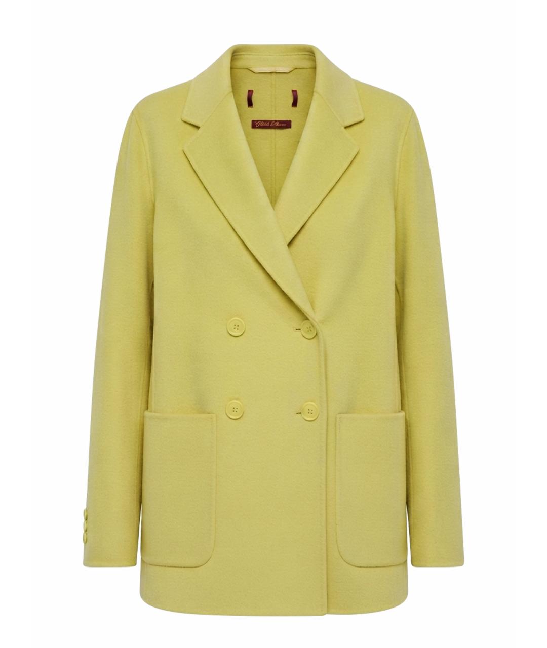 MAX MARA STUDIO Желтое шерстяное пальто, фото 1