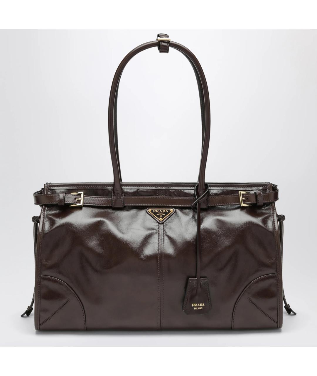 PRADA Коричневая кожаная сумка тоут, фото 3
