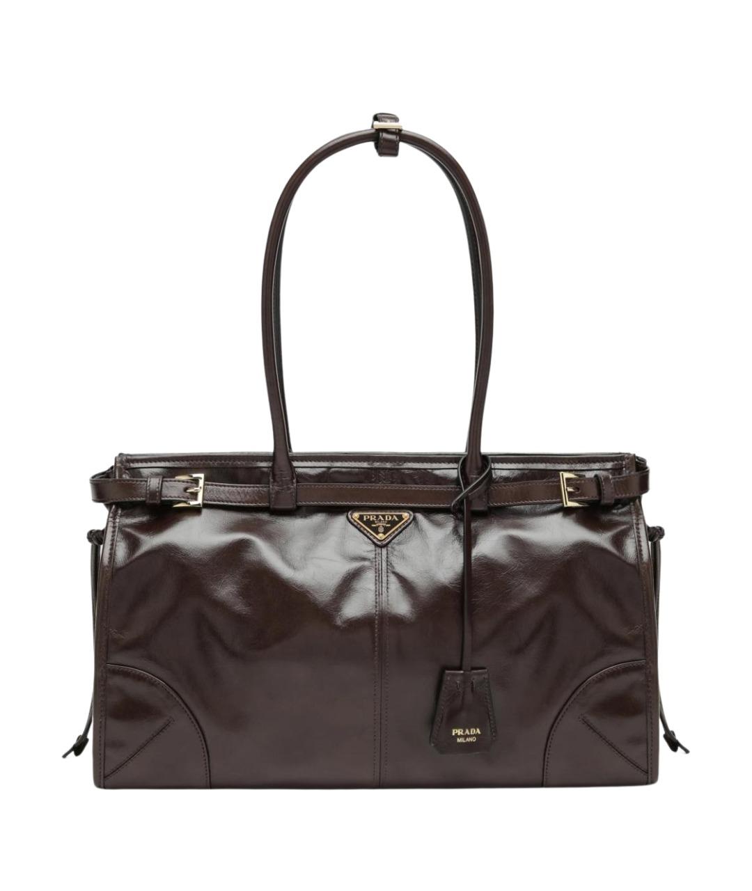 PRADA Коричневая кожаная сумка тоут, фото 1