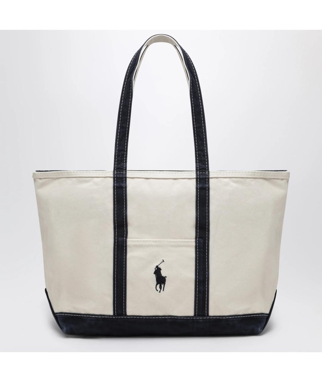 POLO RALPH LAUREN Бежевая хлопковая сумка тоут, фото 3