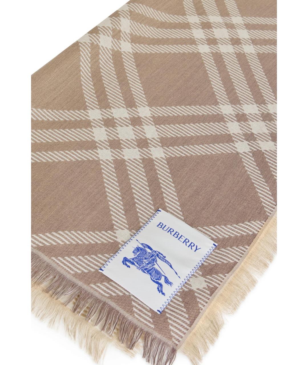BURBERRY Бежевый шерстяной шарф, фото 3
