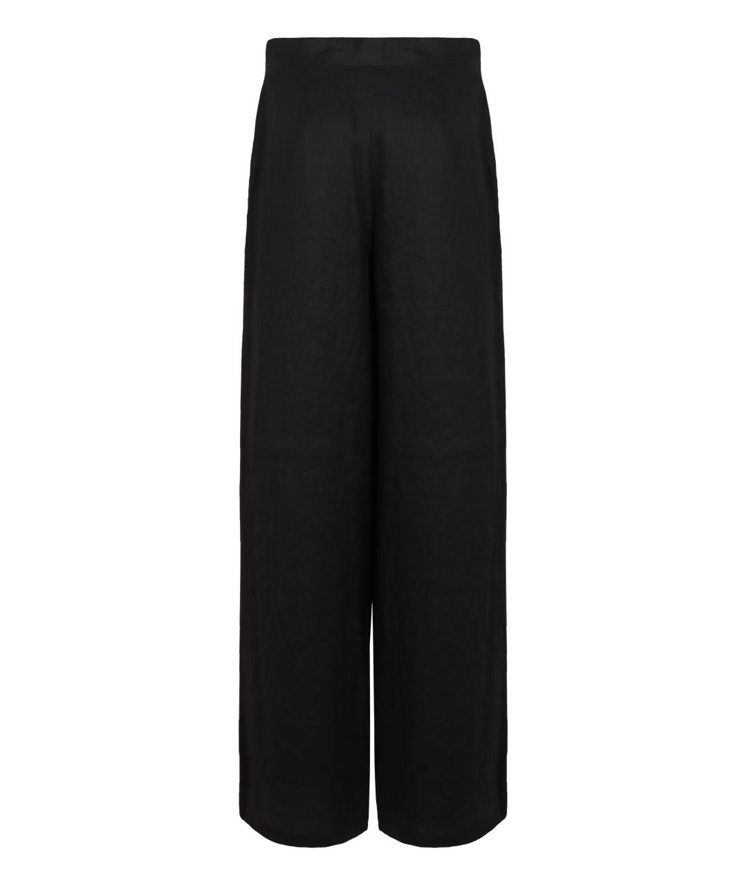 MAX MARA STUDIO Черные льняные брюки широкие, фото 2