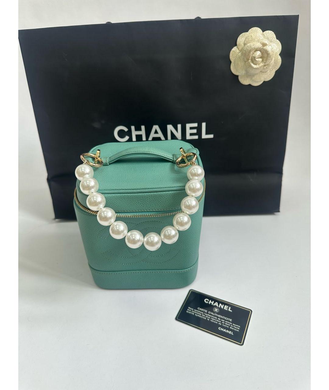 CHANEL Бирюзовая кожаная сумка через плечо, фото 6