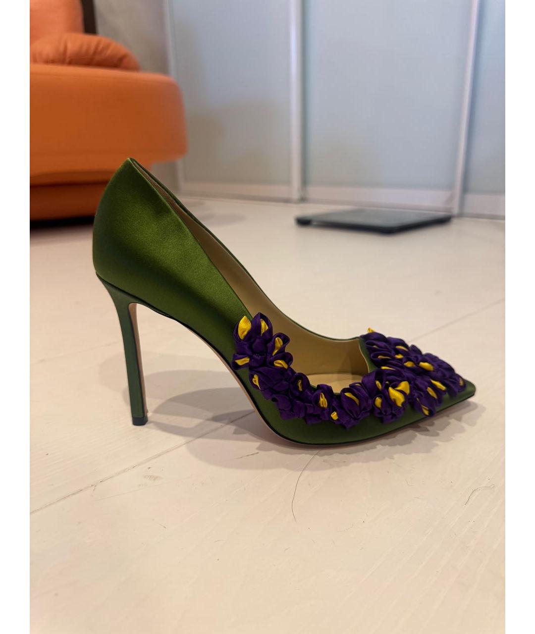 JIMMY CHOO Зеленые текстильные туфли, фото 9