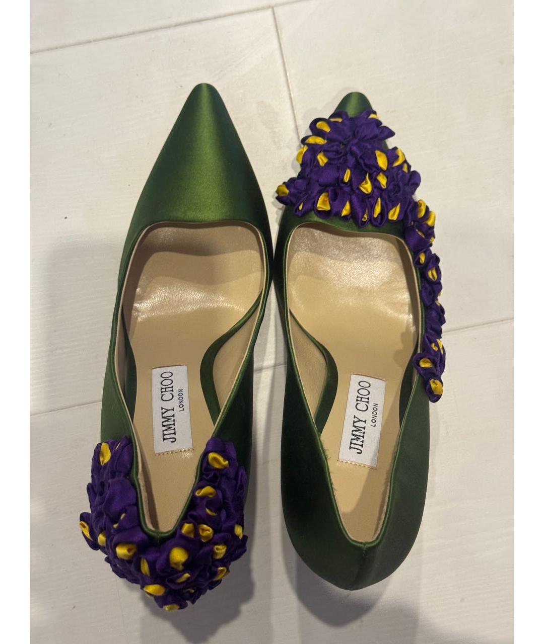 JIMMY CHOO Зеленые текстильные туфли, фото 3