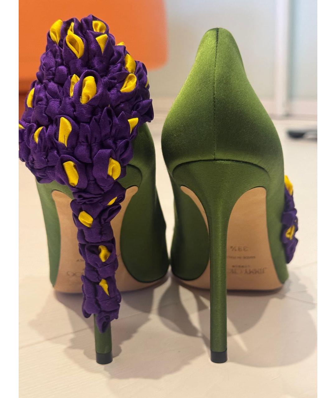 JIMMY CHOO Зеленые текстильные туфли, фото 4