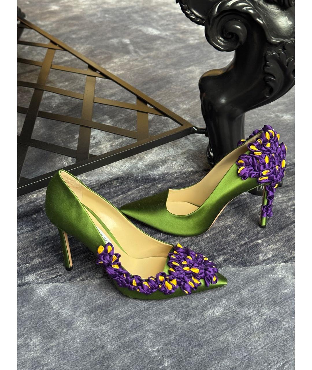 JIMMY CHOO Зеленые текстильные туфли, фото 5