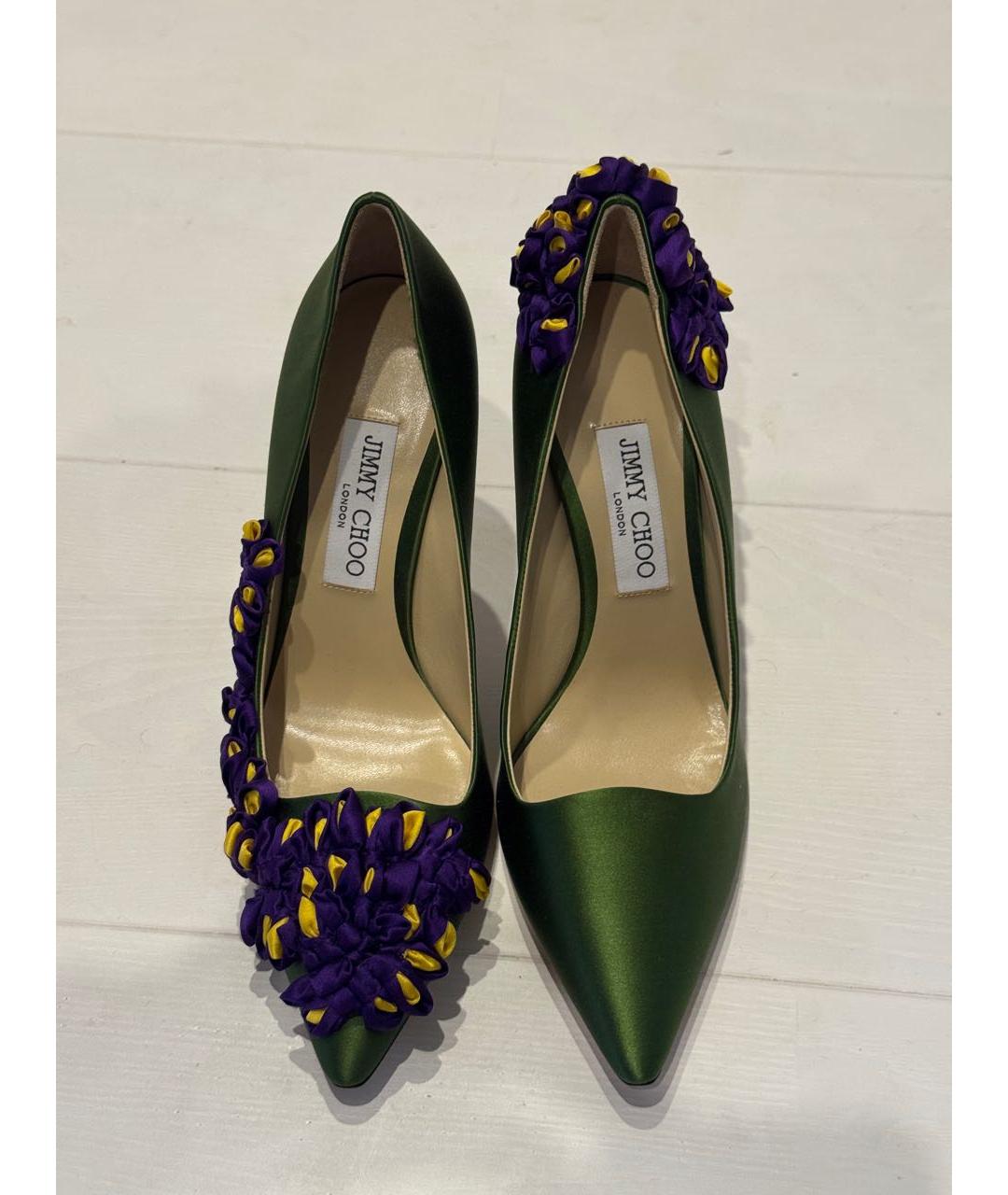 JIMMY CHOO Зеленые текстильные туфли, фото 2