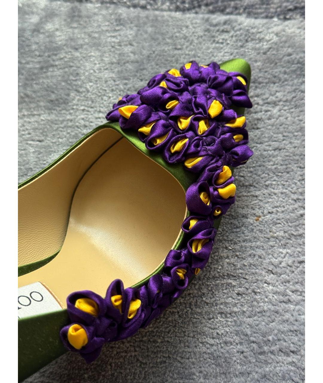 JIMMY CHOO Зеленые текстильные туфли, фото 6
