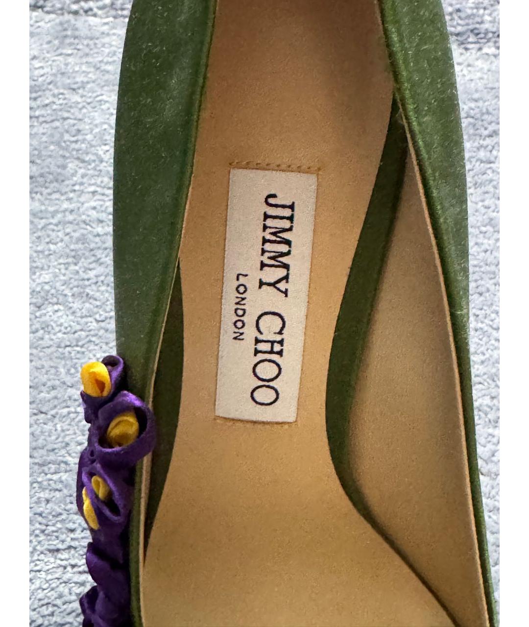 JIMMY CHOO Зеленые текстильные туфли, фото 8